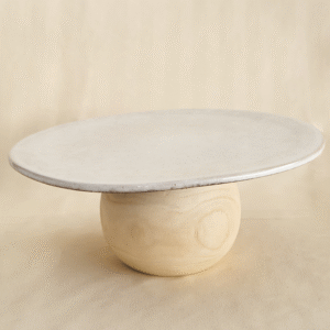 BASE DE MADERA CON PLATO DE CERAMiCA