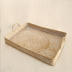 Bandeja Rectangular de Mimbre con Asas