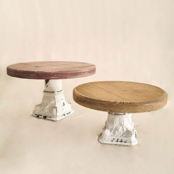 Base de madera con soporte de metal