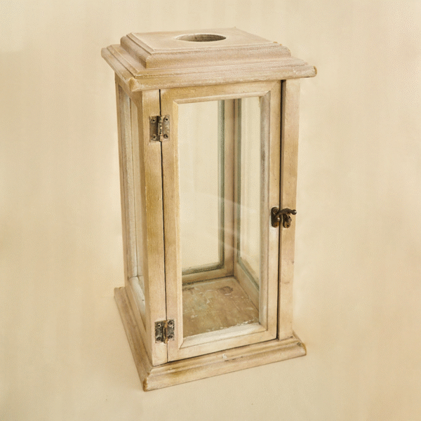 Candelabro Farol de Madera Vintage