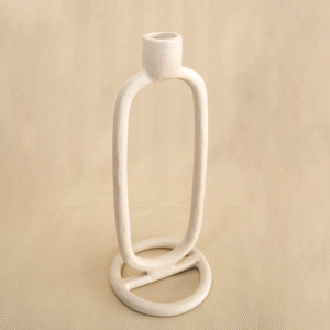 Candelabro Metálico Blanco Tipo O Alargado