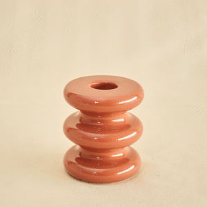 Candelabro de Cerámica Circular Triple Naranja