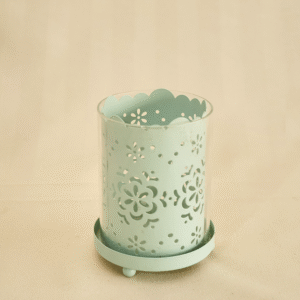 Candelabro de Metal con Vidrio Verde Menta