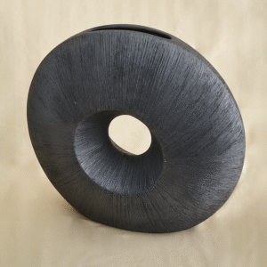 Florero Negro tipo “O” Texturizado