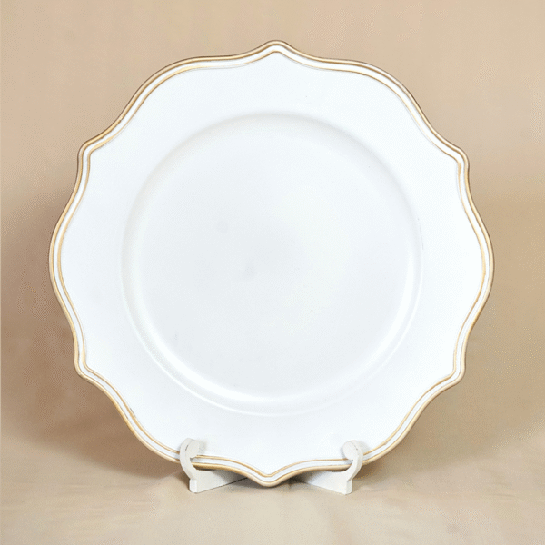 Platos Base Blanco con Borde Dorado