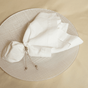 Servilletero Cordón Lila con Bolitas Plateadas