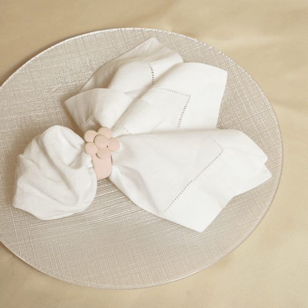 Servilleteros Aros de Madera con Flor de Madera Rosa