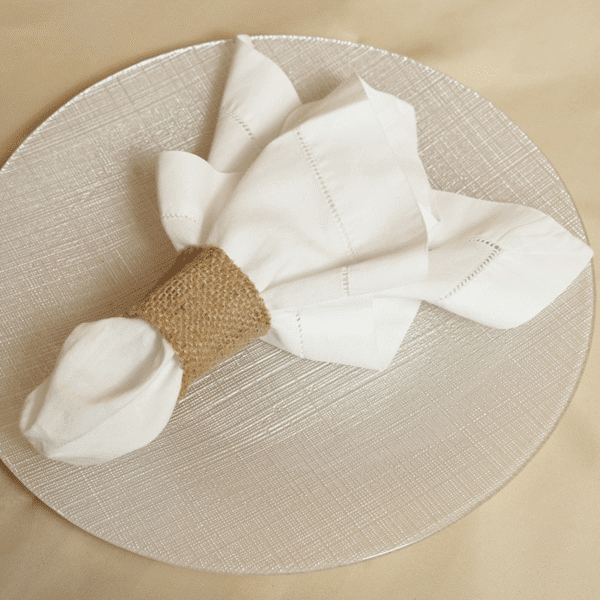 Servilleteros Aros Gris con Dorado y Flor Beige